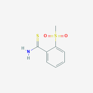 molecular formula C8H9NO2S2 B13611310 2-(methylsulfonyl)Benzenecarbothioamide 