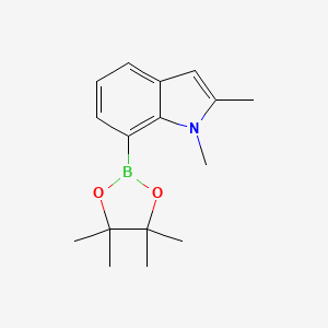 molecular formula C16H22BNO2 B13611321 1,2-dimethyl-7-(tetramethyl-1,3,2-dioxaborolan-2-yl)-1H-indole 