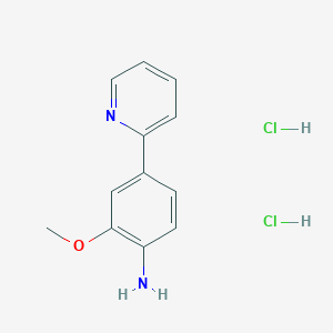 molecular formula C12H14Cl2N2O B13611361 2-Methoxy-4-(pyridin-2-yl)anilinedihydrochloride 