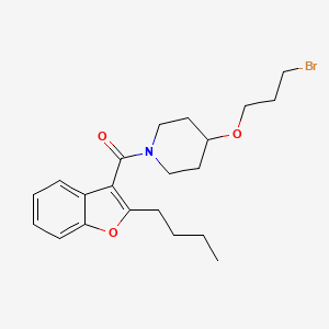 molecular formula C21H28BrNO3 B13611394 4-(3-Bromopropoxy)-1-(2-butyl-1-benzofuran-3-carbonyl)piperidine 