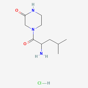 molecular formula C10H20ClN3O2 B13611434 4-(2-Amino-4-methylpentanoyl)piperazin-2-one hydrochloride 