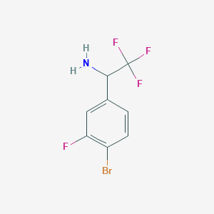 molecular formula C8H6BrF4N B13611470 1-(4-Bromo-3-fluorophenyl)-2,2,2-trifluoroethan-1-amine 