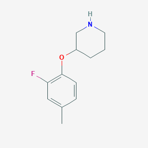 molecular formula C12H16FNO B13611489 3-(2-Fluoro-4-methylphenoxy)piperidine 