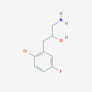 molecular formula C9H11BrFNO B13611504 1-Amino-3-(2-bromo-5-fluorophenyl)propan-2-ol 