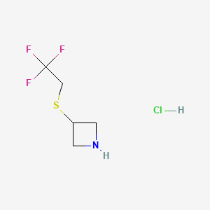 molecular formula C5H9ClF3NS B13611552 3-[(2,2,2-Trifluoroethyl)sulfanyl]azetidine hydrochloride 