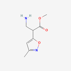 molecular formula C8H12N2O3 B13611640 (R)-Methyl 3-amino-2-(3-methylisoxazol-5-YL)propanoate 