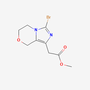 molecular formula C9H11BrN2O3 B13611697 methyl 2-{3-bromo-5H,6H,8H-imidazo[4,3-c][1,4]oxazin-1-yl}acetate 