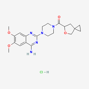 molecular formula C21H28ClN5O4 B13611720 6,7-Dimethoxy-2-(4-{5-oxaspiro[2.4]heptane-6-carbonyl}piperazin-1-yl)quinazolin-4-amine hydrochloride 