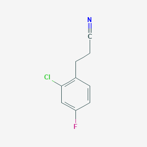 molecular formula C9H7ClFN B13611788 3-(2-Chloro-4-fluorophenyl)propanenitrile 