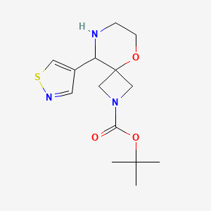 molecular formula C14H21N3O3S B13611800 Tert-butyl 9-(1,2-thiazol-4-yl)-5-oxa-2,8-diazaspiro[3.5]nonane-2-carboxylate 