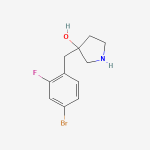 molecular formula C11H13BrFNO B13611945 3-(4-Bromo-2-fluorobenzyl)pyrrolidin-3-ol 