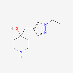 molecular formula C11H19N3O B13612003 4-((1-Ethyl-1h-pyrazol-4-yl)methyl)piperidin-4-ol 