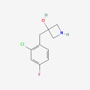 molecular formula C10H11ClFNO B13612010 3-(2-Chloro-4-fluorobenzyl)azetidin-3-ol 