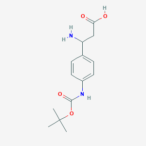 molecular formula C14H20N2O4 B13612083 3-Amino-3-(4-((tert-butoxycarbonyl)amino)phenyl)propanoic acid 