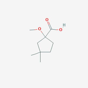 molecular formula C9H16O3 B13612109 1-Methoxy-3,3-dimethylcyclopentane-1-carboxylic acid 