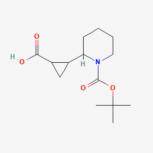 molecular formula C14H23NO4 B13612183 2-{1-[(Tert-butoxy)carbonyl]piperidin-2-yl}cyclopropane-1-carboxylic acid 