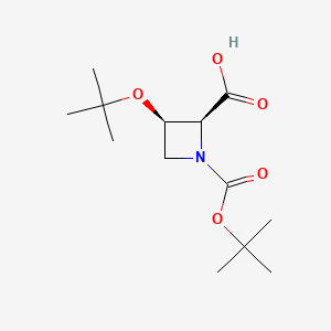 molecular formula C13H23NO5 B13612245 (2S,3R)-3-(tert-butoxy)-1-[(tert-butoxy)carbonyl]azetidine-2-carboxylic acid 