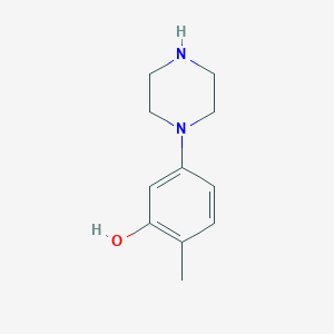 molecular formula C11H16N2O B13612311 2-Methyl-5-(piperazin-1-yl)phenol 