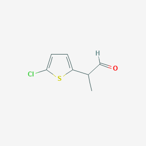 molecular formula C7H7ClOS B13612327 2-(5-Chlorothiophen-2-yl)propanal 