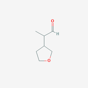 molecular formula C7H12O2 B13612475 2-(Oxolan-3-yl)propanal CAS No. 1545881-39-7