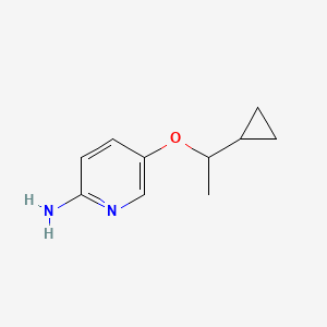 molecular formula C10H14N2O B13612519 5-(1-Cyclopropylethoxy)-2-pyridinamine 