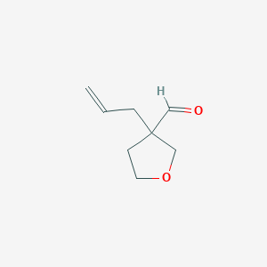 molecular formula C8H12O2 B13612636 3-(Prop-2-en-1-yl)oxolane-3-carbaldehyde 