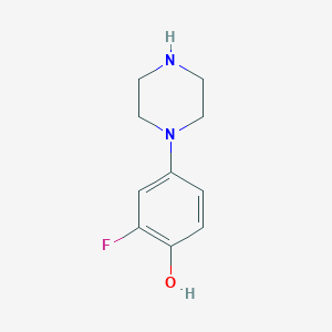 molecular formula C10H13FN2O B13612681 2-Fluoro-4-(piperazin-1-yl)phenol 