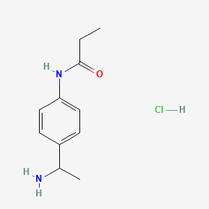 molecular formula C11H17ClN2O B13612809 N-[4-(1-aminoethyl)phenyl]propanamide hydrochloride 