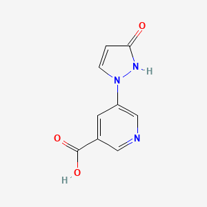 molecular formula C9H7N3O3 B13612837 5-(3-Oxo-2,3-dihydro-1H-pyrazol-1-yl)nicotinic acid 