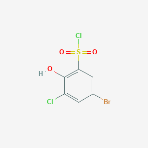 molecular formula C6H3BrCl2O3S B13612907 5-Bromo-3-chloro-2-hydroxybenzenesulfonyl chloride 