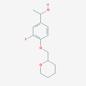 molecular formula C14H19FO3 B13612928 1-{3-Fluoro-4-[(oxan-2-yl)methoxy]phenyl}ethan-1-ol 