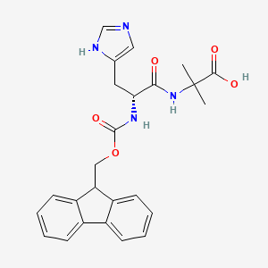 molecular formula C25H26N4O5 B13613093 (R)-2-(2-((((9H-Fluoren-9-yl)methoxy)carbonyl)amino)-3-(1H-imidazol-4-yl)propanamido)-2-methylpropanoic acid 