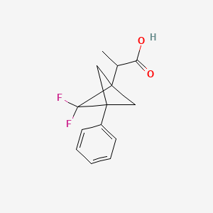 molecular formula C14H14F2O2 B13613264 2-{2,2-Difluoro-3-phenylbicyclo[1.1.1]pentan-1-yl}propanoic acid 