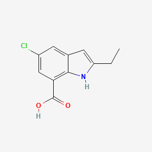 molecular formula C11H10ClNO2 B13613286 5-chloro-2-ethyl-1H-indole-7-carboxylic acid 