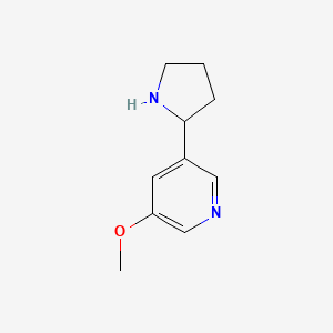 molecular formula C10H14N2O B13613293 3-Methoxy-5-(pyrrolidin-2-yl)pyridine 