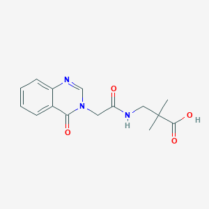 molecular formula C15H17N3O4 B13613301 2,2-Dimethyl-3-[2-(4-oxo-3,4-dihydroquinazolin-3-yl)acetamido]propanoic acid 