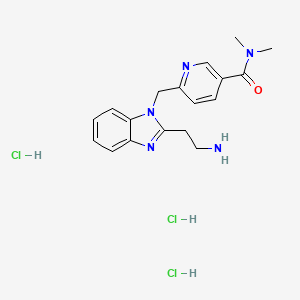 molecular formula C18H24Cl3N5O B13613406 6-{[2-(2-aminoethyl)-1H-1,3-benzodiazol-1-yl]methyl}-N,N-dimethylpyridine-3-carboxamidetrihydrochloride 