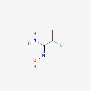 molecular formula C3H7ClN2O B13613430 2-Chloro-N-hydroxypropanimidamide 