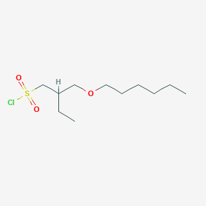 molecular formula C11H23ClO3S B13613486 2-((Hexyloxy)methyl)butane-1-sulfonyl chloride 