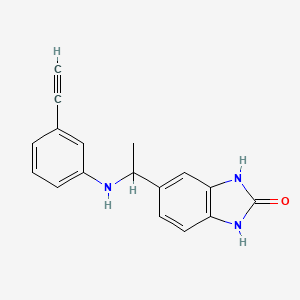 5-{1-[(3-ethynylphenyl)amino]ethyl}-2,3-dihydro-1H-1,3-benzodiazol-2-one