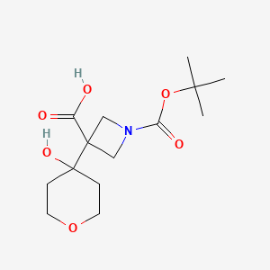 molecular formula C14H23NO6 B13613923 1-[(Tert-butoxy)carbonyl]-3-(4-hydroxyoxan-4-yl)azetidine-3-carboxylicacid 