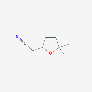 molecular formula C8H13NO B13614086 2-(5,5-Dimethyloxolan-2-yl)acetonitrile 