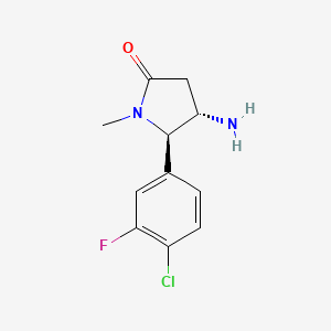 molecular formula C11H12ClFN2O B13614295 (4S,5R)-4-Amino-5-(4-chloro-3-fluorophenyl)-1-methylpyrrolidin-2-one 