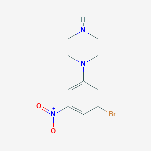 molecular formula C10H12BrN3O2 B13614303 1-(3-Bromo-5-nitrophenyl)piperazine 