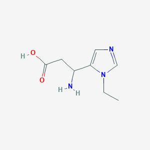 molecular formula C8H13N3O2 B13614328 3-amino-3-(1-ethyl-1H-imidazol-5-yl)propanoic acid 