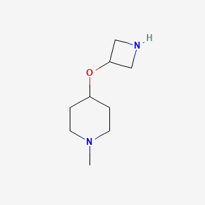 molecular formula C9H18N2O B13614411 4-(Azetidin-3-yloxy)-1-methylpiperidine 