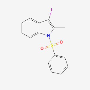 molecular formula C15H12INO2S B13614412 3-iodo-2-methyl-1-(phenylsulfonyl)-1H-indole 