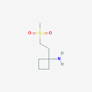 molecular formula C7H15NO2S B13614575 1-(2-(Methylsulfonyl)ethyl)cyclobutan-1-amine 