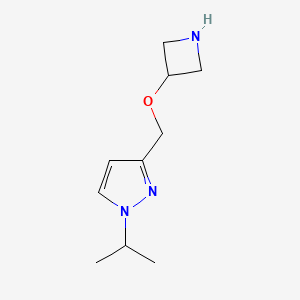 molecular formula C10H17N3O B13614616 3-((Azetidin-3-yloxy)methyl)-1-isopropyl-1h-pyrazole 