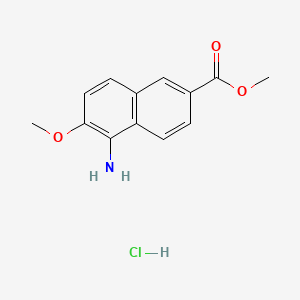 molecular formula C13H14ClNO3 B13614700 Methyl 5-amino-6-methoxynaphthalene-2-carboxylate hydrochloride 